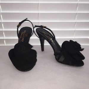 Valentino - Black suede slingback wedge sandals US 7 | IT 37